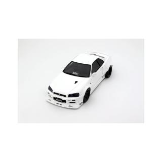 NISSAN SKYLINE GT-R (BNR34) BY KRC PEARL WHITE QX1 2019 OttO mobile 1:18 Resinemodell (Türen, Motorhaube... nicht zu öffnen!)